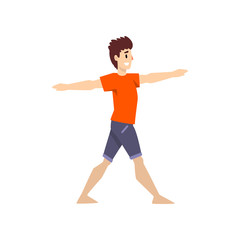 Fototapeta na wymiar Man in hero pose, young man practicing yoga vector Illustration on a white background