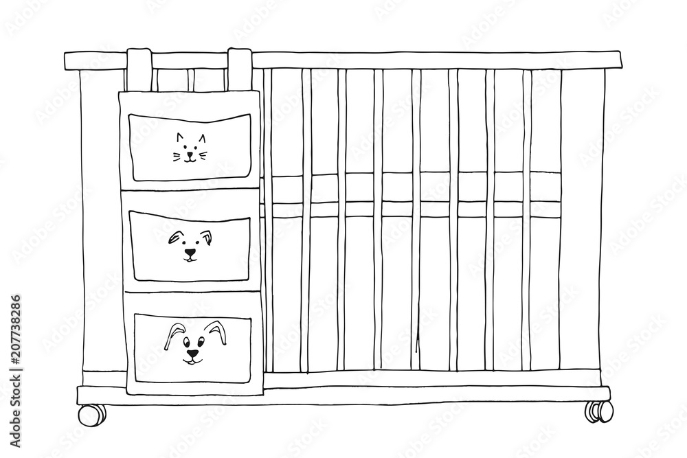 Poster sketch of a cot on a white background. vector