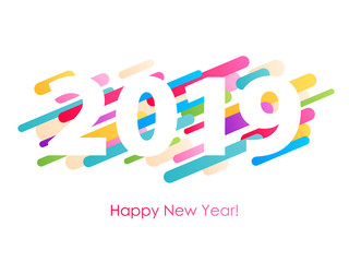 2019 Happy New Year background. Seasonal greeting card template.