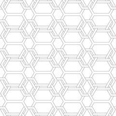 Gray geometric ornament on white background. Seamless pattern