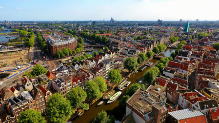 Photo aérienne du centre-ville historique d'Amsterdam