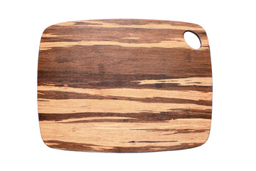 Various color wood cutting board. Isolated on white background. Top view