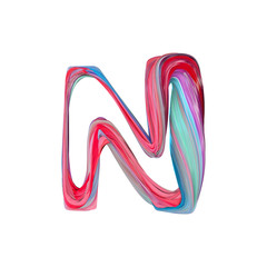 Letter N abstract alphabet. 3D Rendering