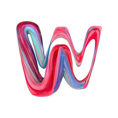 Letter W abstract alphabet. 3D Rendering