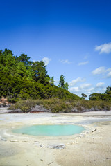 Green lake in Waiotapu, Rotorua, New Zealand