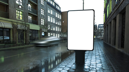advertising billboard on city street at evening