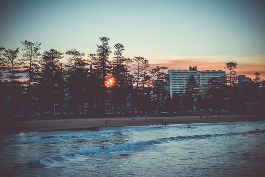 Manly Beach at sunset, Sydney, Australia