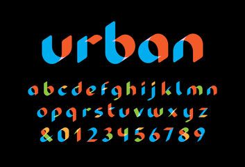 Transparent font. Vector alphabet with overlay effect letters and numbers.