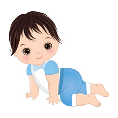 Vector Cute Baby Boy Crawling. Vector Baby Boy Shower
