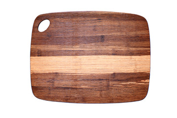 Various color wood cutting board. Isolated on white background. Top view