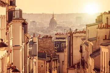Tuinposter Panorama van Parijs, uitzicht vanaf de heuvel van Montmartre, in Parijs Frankrijk © Delphotostock