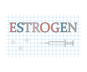 estrogen word on checkered paper sheet- vector illustration
