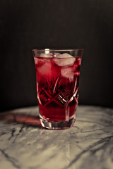 cocktail glass on marble table