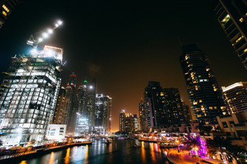Dubai marina , long exposure night .