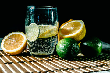 Lime and lemon splash with ice and some detox water