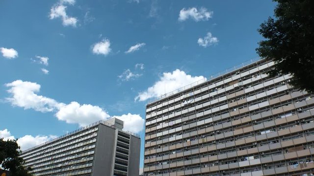 OJI,  TOKYO,  JAPAN - CIRCA JUNE 2018 : Scenery of RESIDENTIAL APARTMENT AREA in Oji area.  This area is famous for HUGE APARTMENT BUILDINGS in Japan.