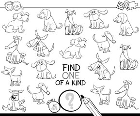 one of a kind game with dogs color book