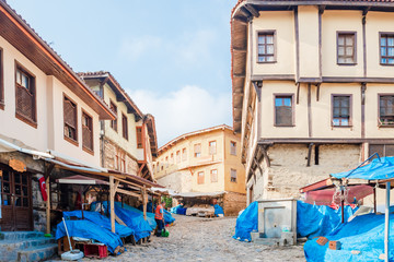 Fototapeta na wymiar View of historical popular Cumalikizik village in Bursa