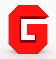 letter G 3d cubic red isolated on white