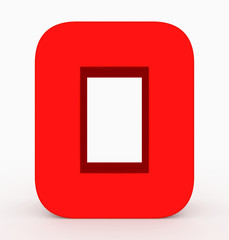 letter O 3d cubic rounded red isolated on white