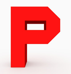 letter P 3d cubic red isolated on white