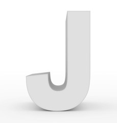 letter J 3d white isolated on white