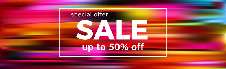 Sale. Discounts. Multicolored background. Motley. Bright. Strips. Gold. Shopping. The announcement. Advertising. Vector illustration.