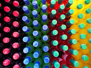Shizuoka,Japan-June 3,2018: Colorful fruit juice bottles