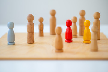 systemic board, family therapy, concept, psychotherapy wooden figures, people, team, family...