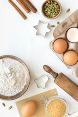 Xmas baking or cooking background. Text space, top view.