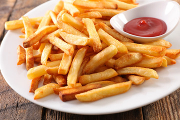 french fries and ketchup