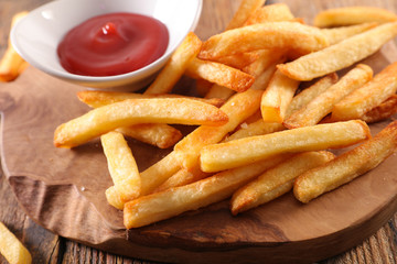 french fries and ketchup