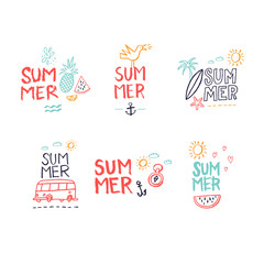 Summer. Hand drawn. Letting. Holiday, sun, beach vacation. Vector illustration.