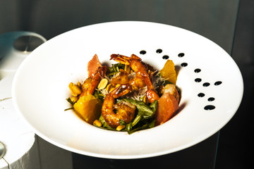 food salad with citrus and shrimp