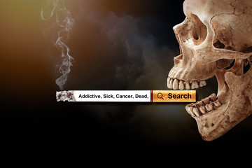 Human skull smoking