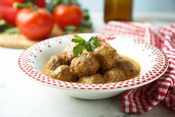 Homemade meatballs with tomato sauce