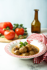 Homemade meatballs with tomato sauce