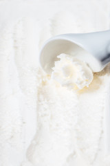 Vanilla ice cream white texture. Summer minimal background 