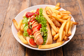 hot dog and french fries