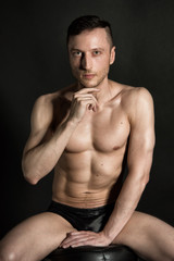 Fototapeta premium Adult sexy man. Athletic body. 