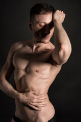 Fototapeta premium Music and night club. Sexy guy dancing. 