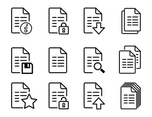 Vector file icons with folded corner different symbols