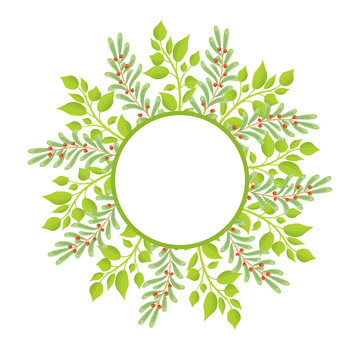 Wreath Frame Place for Text with Green Branches