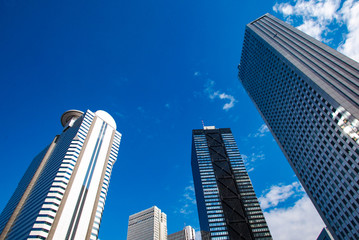 2002年の新宿高層ビル群と青い空　日本の風景
