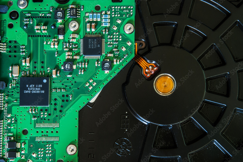 Poster disassembled computer hdd hard disk drive