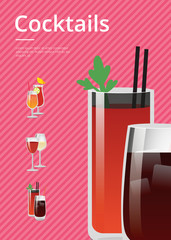 Cocktails Poster with Bloody Mary and Whiskey Cola