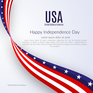 Patriotic American background with text Happy Independence Day USA Background with the ribbon of the American flag on Independence Day Patriotic American theme with the flag on Independence Day Vector