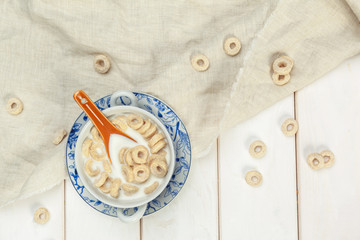 Fototapeta na wymiar Delicious Healthy breakfast. Grain Cereal rings