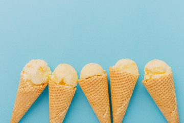 Ice creams in waffle cones