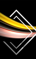 Rainbow fluid colors wave and metallic geometric shape